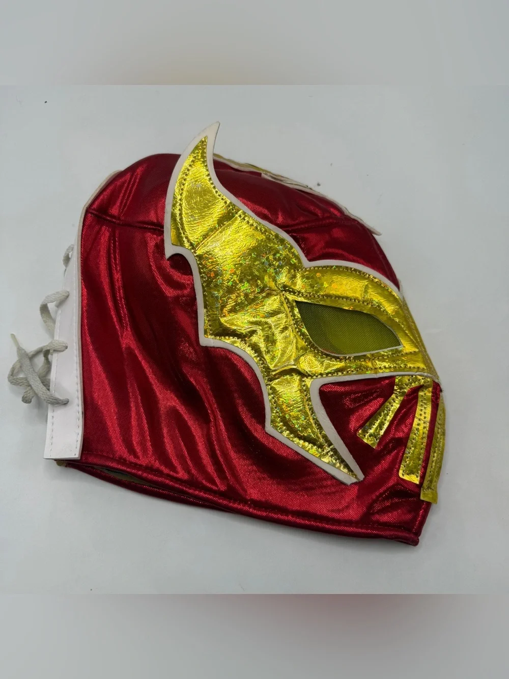 Mexican Lucha Libre Wrestling Mask Red Gold Luchador Costume Adult Lace Up